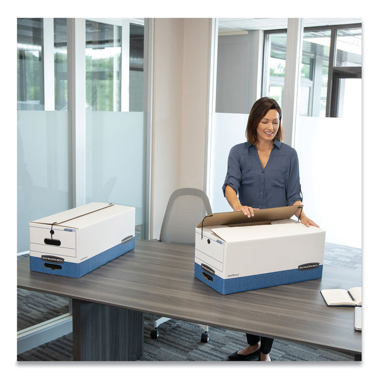 Stor/file Medium-Duty Strength Storage Boxes, Legal Files, 15.25" X 19.75" X 10.75", White/blue, 4/carton
