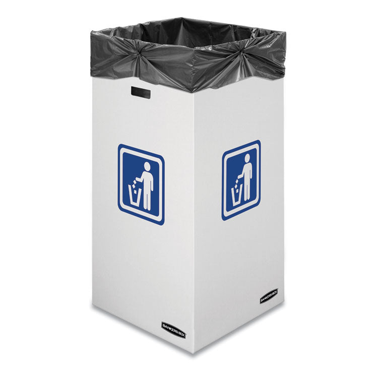 Waste and Recycling Bins, 50 gal, Corrugated Paper, White, 10/Carton