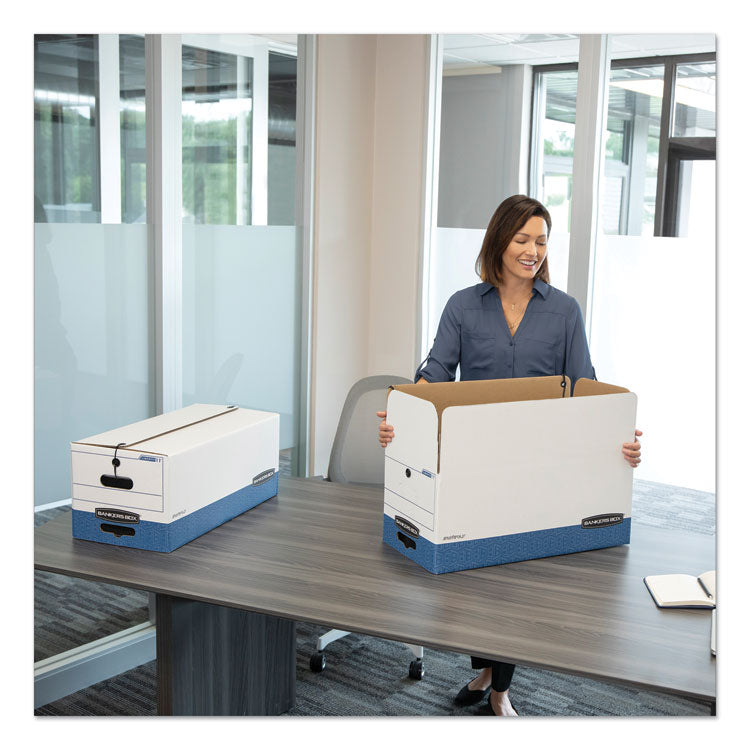 Stor/file Medium-Duty Strength Storage Boxes, Letter/legal Files, 12.25" X 16" X 11", White/blue, 12/carton