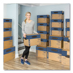 SmoothMove Prime Moving/Storage Boxes, Hinged Lid, Regular Slotted Container, Small, 12" x 16" x 12", Brown/Blue, 10/Carton