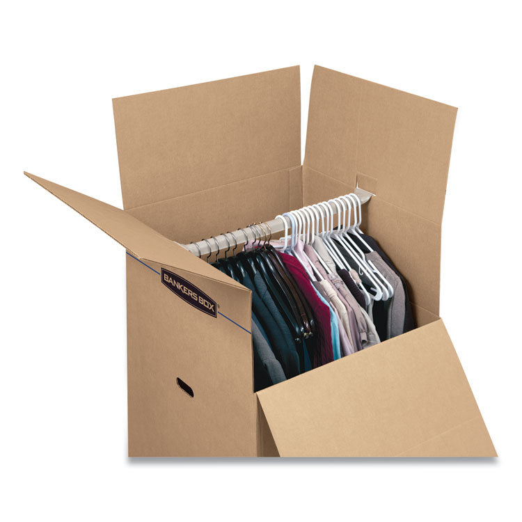 SmoothMove Wardrobe Box, Regular Slotted Container (RSC), 24" x 24" x 40", Brown/Blue, 3/Carton