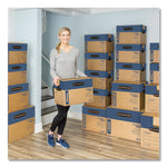 SmoothMove Prime Moving/Storage Boxes, Hinged Lid, Regular Slotted Container, Medium, 18" x 18" x 16", Brown/Blue, 8/Carton