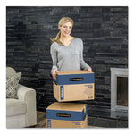 SmoothMove Prime Moving/Storage Boxes, Hinged Lid, Regular Slotted Container, Medium, 18" x 18" x 16", Brown/Blue, 8/Carton