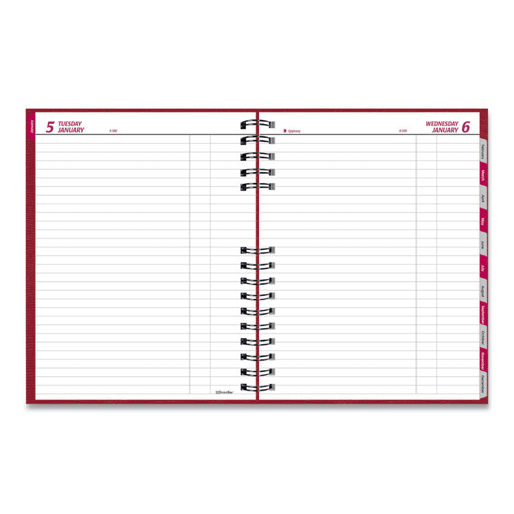 CoilPro Daily Planner, 10 x 7.88, Red Cover, 12-Month (Jan to Dec): 2025