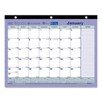 Monthly Desk Pad Calendar, 3-Hole Punched, 11 x 8.5, White/Blue/Green Sheets, Black Binding, 12-Month (Jan to Dec): 2025