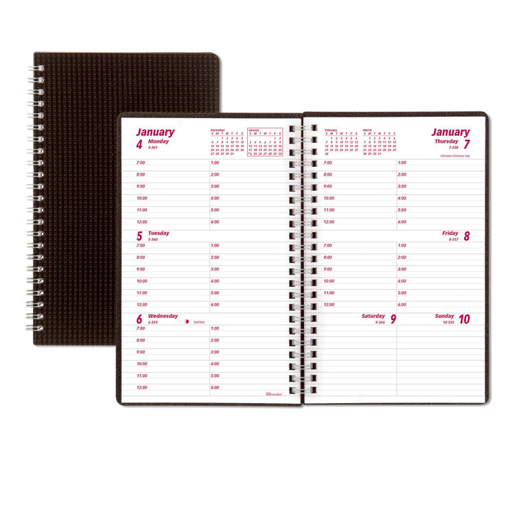 DuraFlex Weekly Planner, 8 x 5, Black Cover, 12-Month (Jan to Dec): 2025