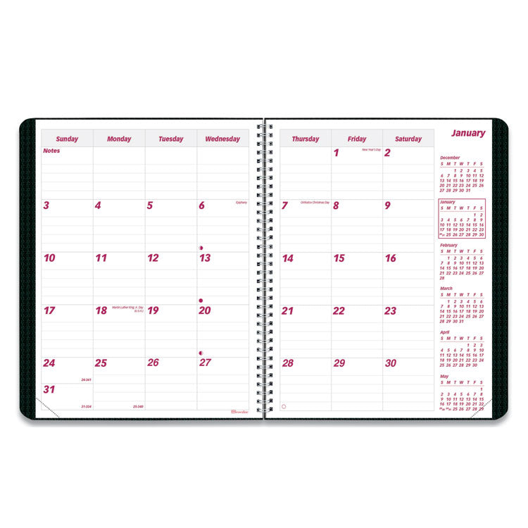 DuraFlex 14-Month Planner, 8.88 x 7.13, Black Cover, 14-Month: Dec 2024 to Jan 2026