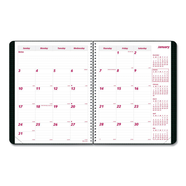 DuraFlex 14-Month Planner, 11 x 8.5, Black Cover, 14-Month: Dec 2024 to Jan 2026