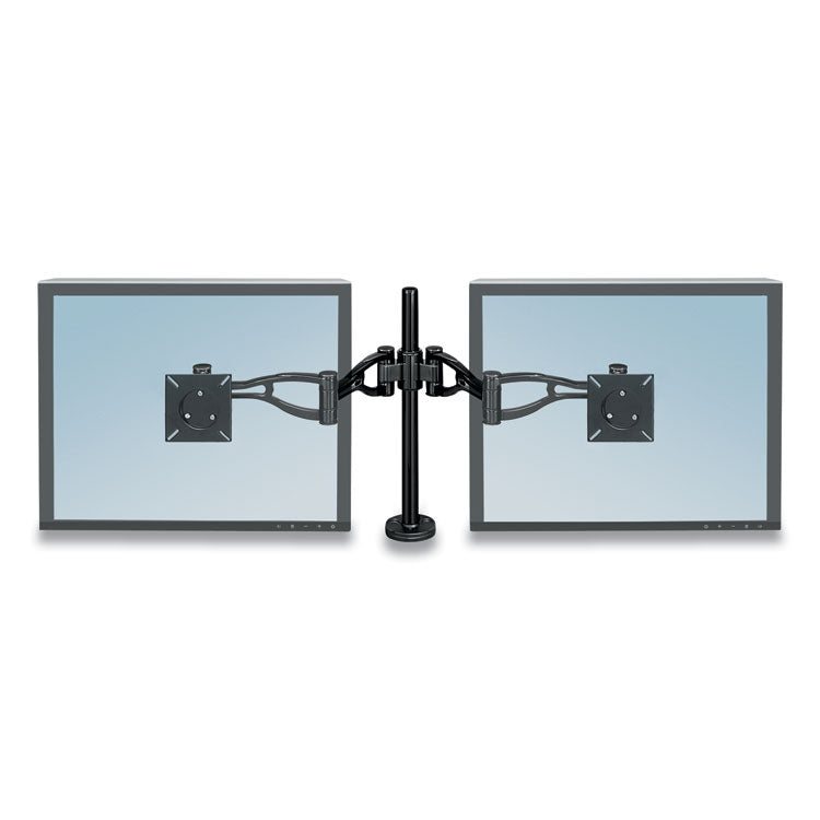 Professional Series Depth Adjustable Dual Monitor Arm, 360 Deg Rotation, 37 Deg Tilt, 360 Deg Pan, Black, Supports 24 Lb