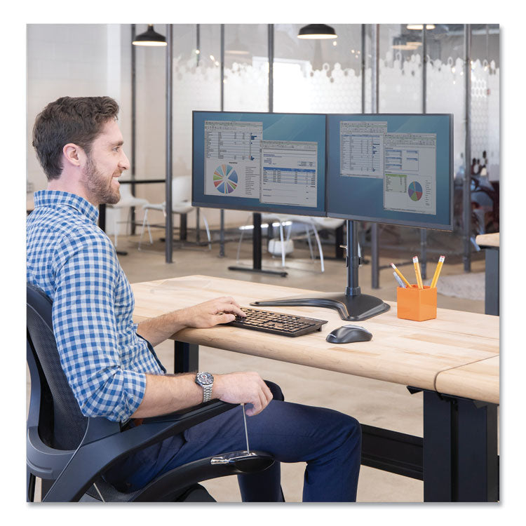 Professional Series Freestanding Dual Horizontal Monitor Arm, For 30" Monitors, 35.75" X 11" X 18.25", Black, Supports 17 Lb
