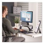 Smart Suites Corner Monitor Riser, For 21" Monitors, 18.5" X 12.5" X 3.88" To 5.13", Black/clear Frost, Supports 40 Lbs
