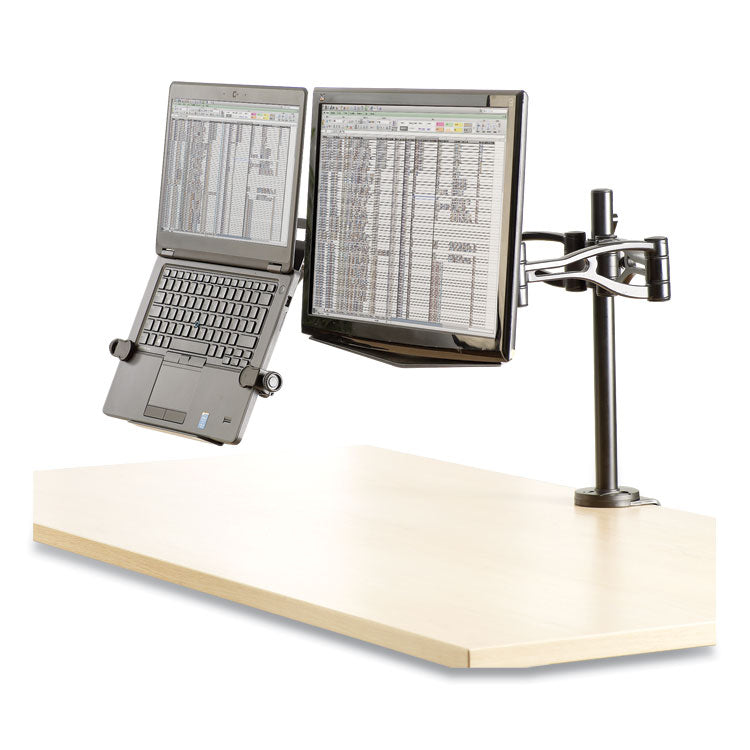 Professional Series Depth Adjustable Dual Monitor Arm, 360 Deg Rotation, 37 Deg Tilt, 360 Deg Pan, Black, Supports 24 Lb