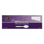 Elegant Dinnerware Heavyweight Cutlery, Spoon, Plastic, White, 500/Box