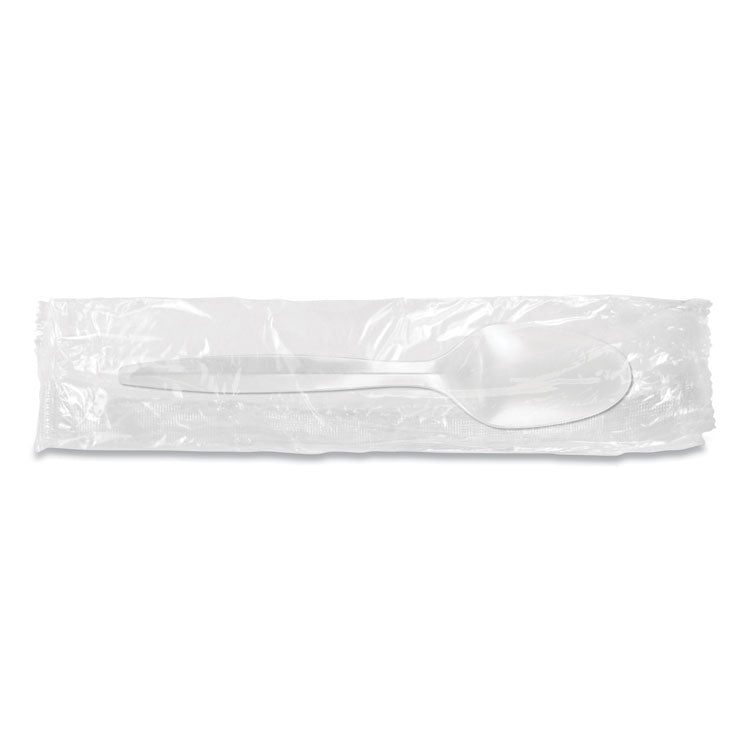Individually Wrapped Mediumweight Cutlery, Spoon, Plastic, White, 1,000/Carton