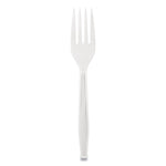 Elegant Dinnerware Heavyweight Cutlery, Fork, Plastic, White, 500/Box