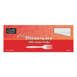Elegant Dinnerware Heavyweight Cutlery, Fork, Plastic, White, 500/Box