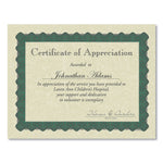 Metallic Border Certificates, 11 X 8.5, Ivory/green With Green Border, 100/pack