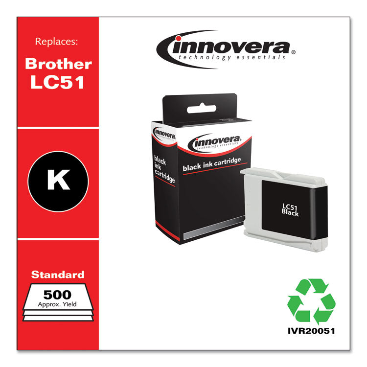 Remanufactured Black Ink, Replacement for LC51BK, 500 Page-Yield