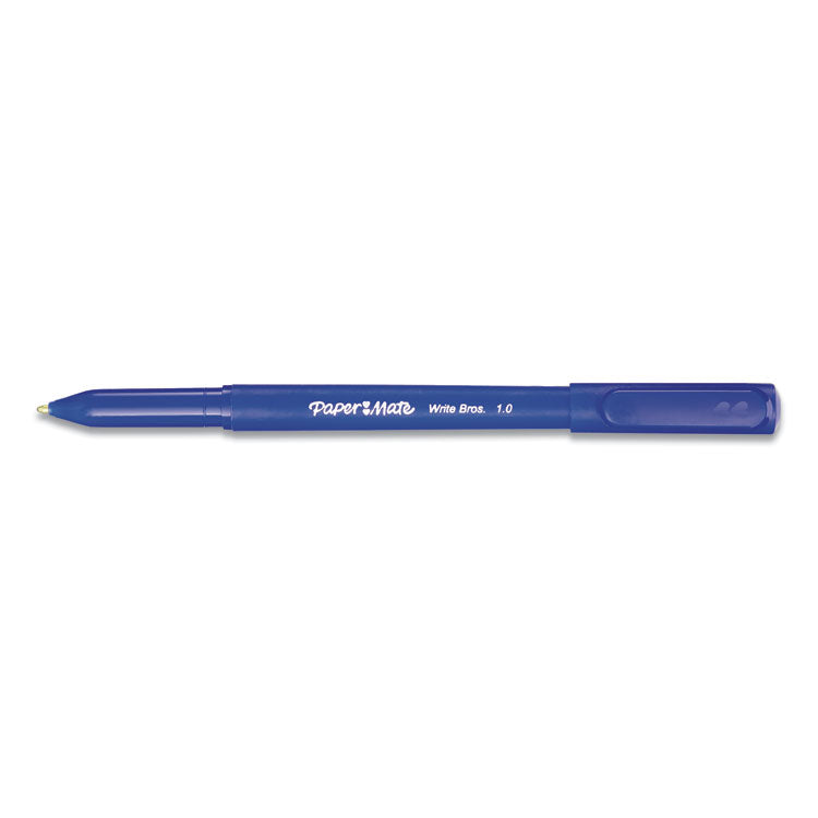 Write Bros. Ballpoint Pen, Stick, Medium 1 Mm, Blue Ink, Blue Barrel, Dozen