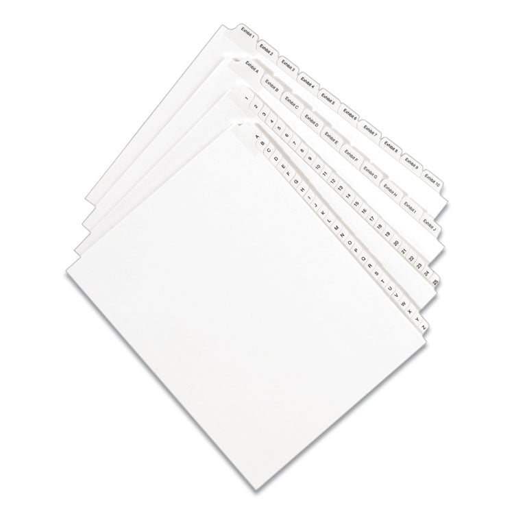 Preprinted Legal Exhibit Side Tab Index Dividers, Allstate Style, 10-Tab, 11, 11 X 8.5, White, 25/pack