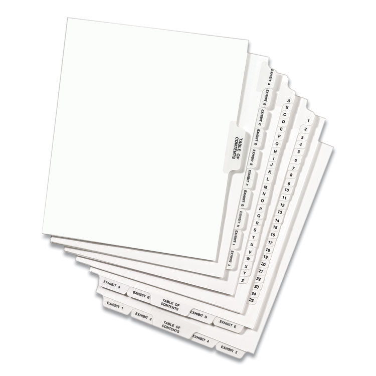 Preprinted Legal Exhibit Side Tab Index Dividers, Avery Style, 10-Tab, 2, 11 X 8.5, White, 25/pack