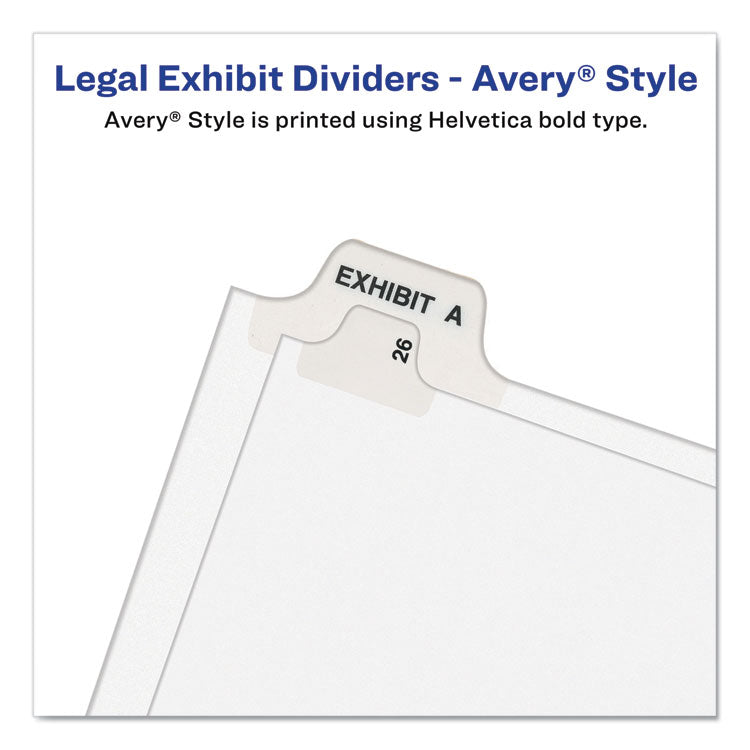 Preprinted Legal Exhibit Side Tab Index Dividers, Avery Style, 10-Tab, 6, 11 X 8.5, White, 25/pack