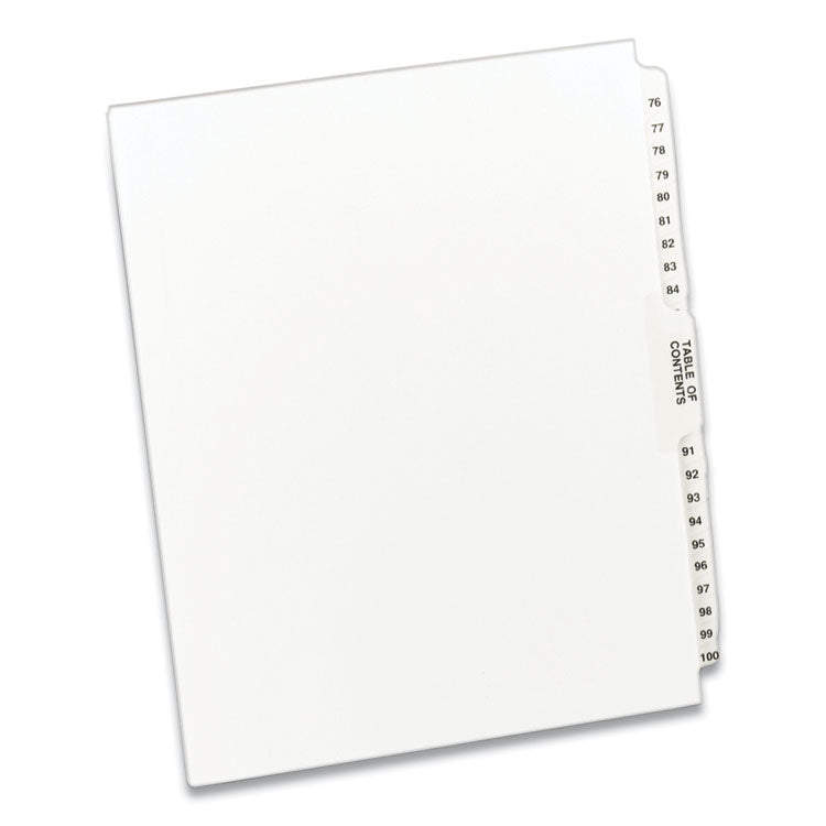 Preprinted Legal Exhibit Side Tab Index Dividers, Avery Style, 26-Tab, 76 To 100, 11 X 8.5, White, 1 Set