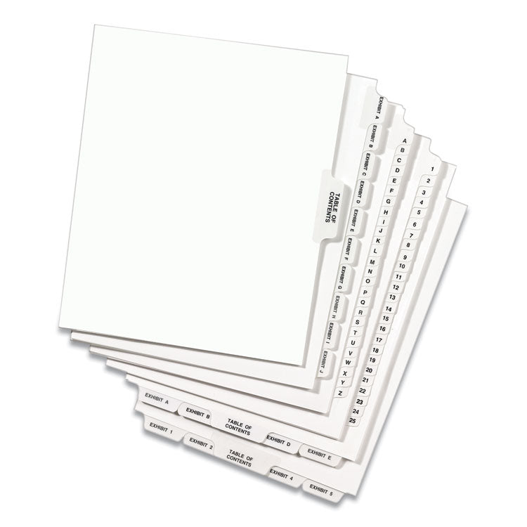 Preprinted Legal Exhibit Side Tab Index Dividers, Avery Style, 25-Tab, 76 To 100, 11 X 8.5, White, 1 Set, (1333)