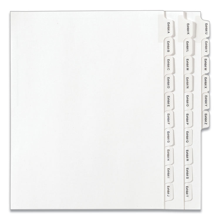 Preprinted Legal Exhibit Side Tab Index Dividers, Allstate Style, 26-Tab, Exhibit A To Exhibit Z, 11 X 8.5, White, 1 Set
