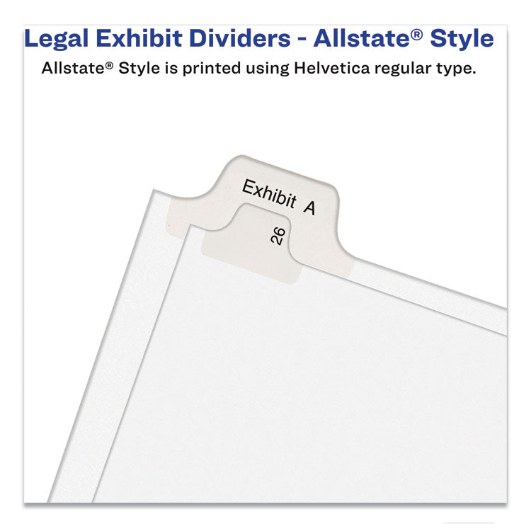 Preprinted Legal Exhibit Side Tab Index Dividers, Allstate Style, 10-Tab, 1, 11 X 8.5, White, 25/pack
