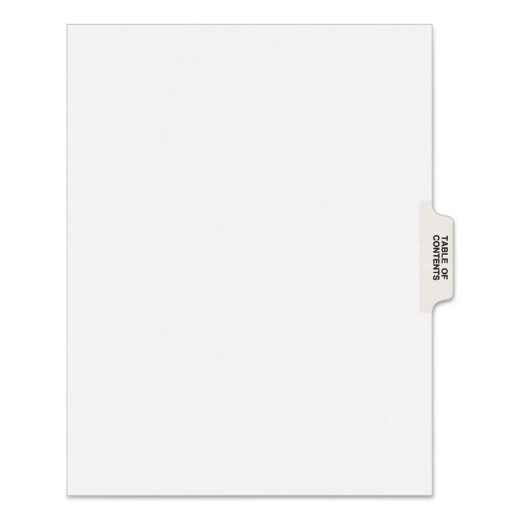 Preprinted Legal Exhibit Side Tab Index Dividers, Avery Style, 25-Tab, Table Of Contents, 11 X 8.5, White, 25/pack