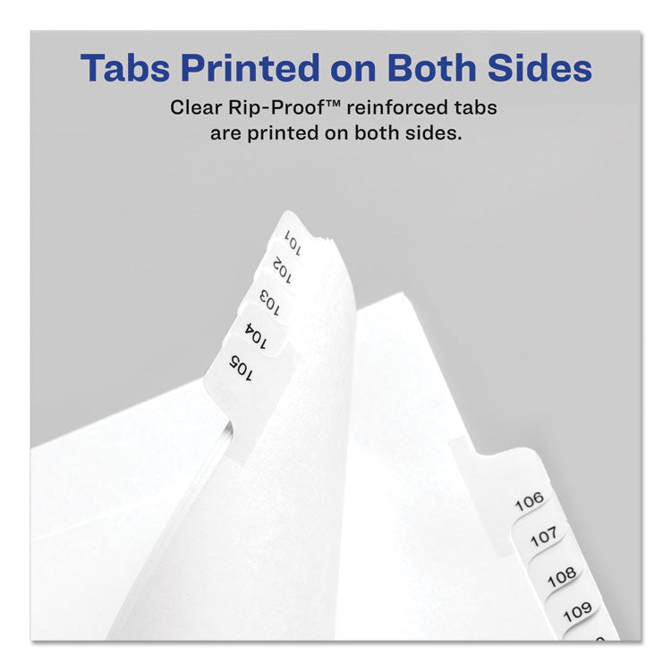 Preprinted Legal Exhibit Side Tab Index Dividers, Allstate Style, 25-Tab, 101 To 125, 11 X 8.5, White, 1 Set, (1705)
