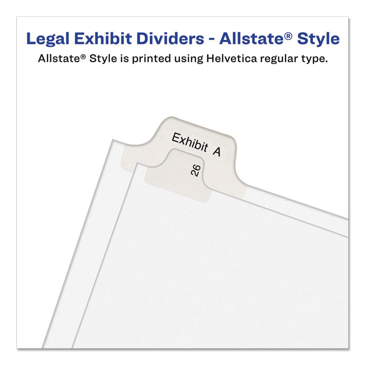 Preprinted Legal Exhibit Side Tab Index Dividers, Allstate Style, 26-Tab, V, 11 X 8.5, White, 25/pack