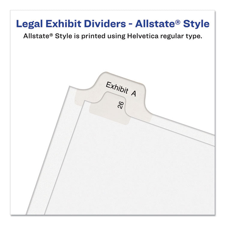 Preprinted Legal Exhibit Side Tab Index Dividers, Allstate Style, 10-Tab, 25, 11 X 8.5, White, 25/pack