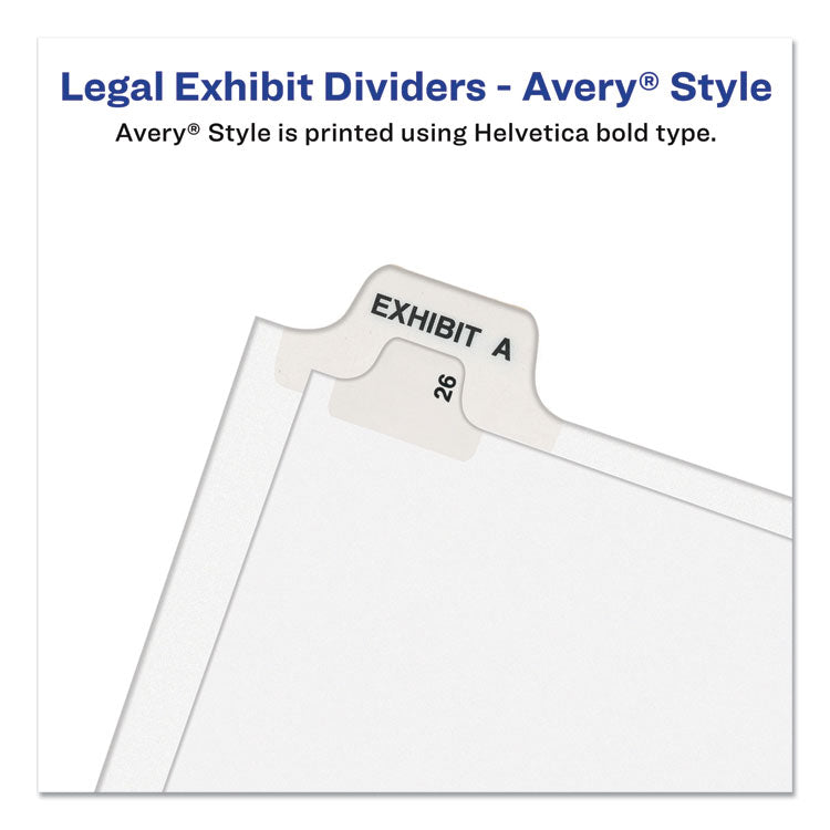 Preprinted Legal Exhibit Side Tab Index Dividers, Avery Style, 25-Tab, 101 To 125, 11 X 8.5, White, 1 Set, (1334)