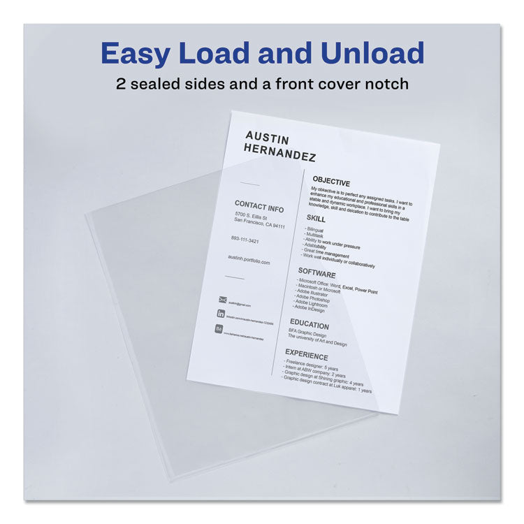 Heavy-Duty Plastic Sleeves, Letter Size, Clear, 12/pack