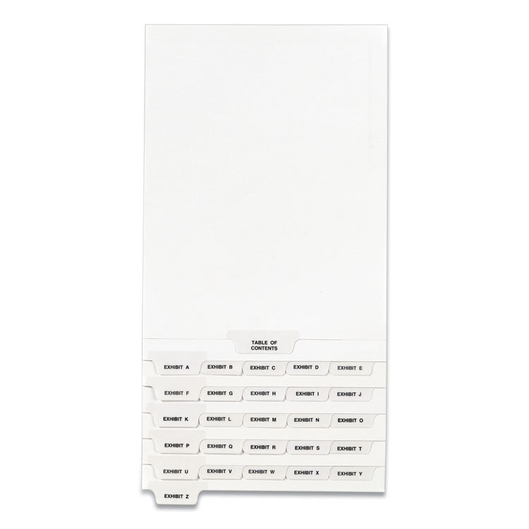 Preprinted Legal Exhibit Bottom Tab Index Dividers, Avery Style, 27-Tab, Exhibit A To Exhibit Z, 11 X 8.5, White, 1 Set