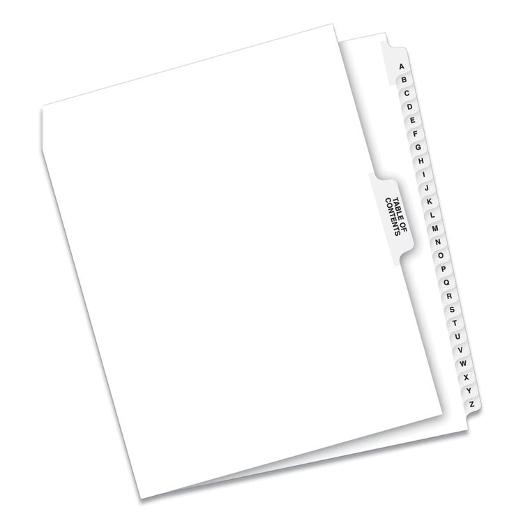 Preprinted Legal Exhibit Side Tab Index Dividers, Avery Style, 27-Tab, A To Z, 11 X 8.5, White, 1 Set