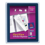 Flexi-View Six-Pocket Polypropylene Organizer, 150-Sheet Capacity, 11 X 8.5, Translucent/navy