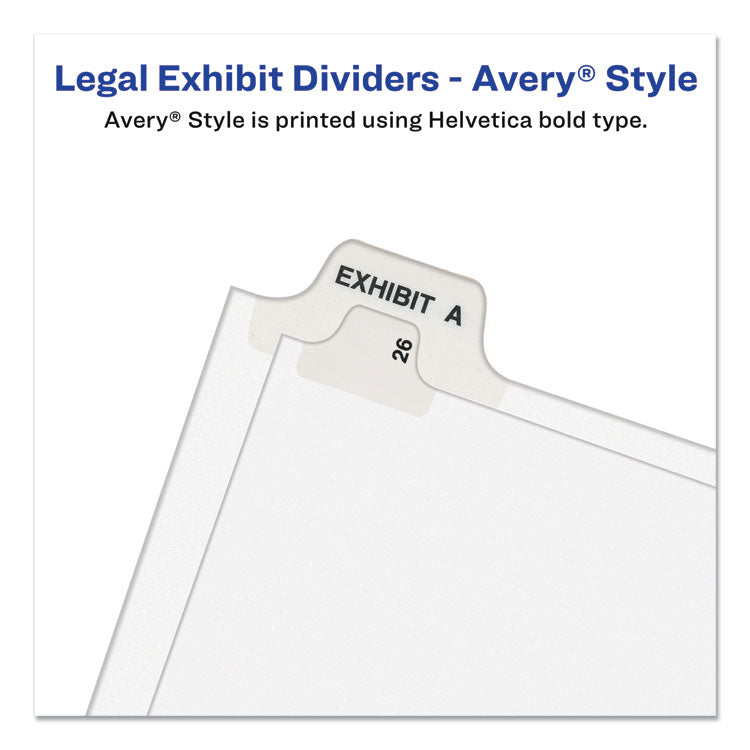Preprinted Legal Exhibit Side Tab Index Dividers, Avery Style, 25-Tab, 1 To 25, 11 X 8.5, White, 1 Set
