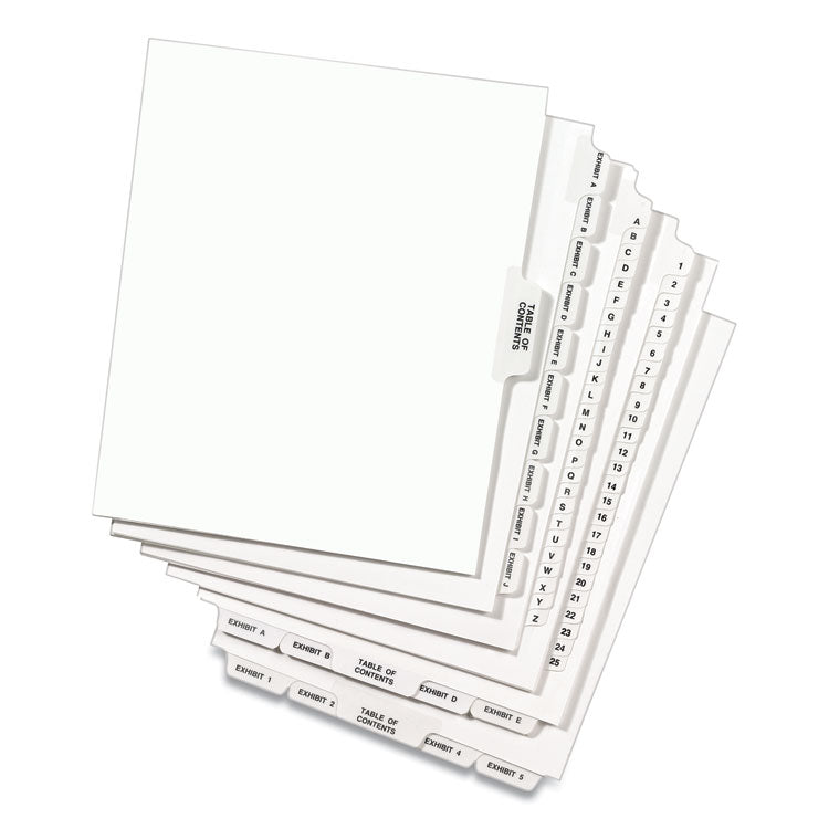 Preprinted Legal Exhibit Side Tab Index Dividers, Avery Style, 10-Tab, 6, 11 X 8.5, White, 25/pack