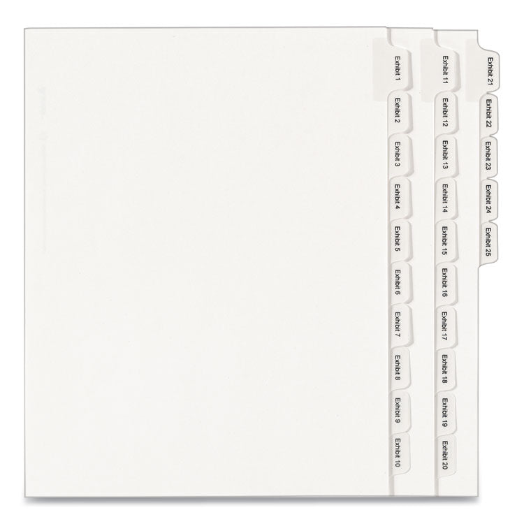 Preprinted Legal Exhibit Side Tab Index Dividers, Allstate Style, 25-Tab, Exhibit 1 To Exhibit 25, 11 X 8.5, White, 1 Set