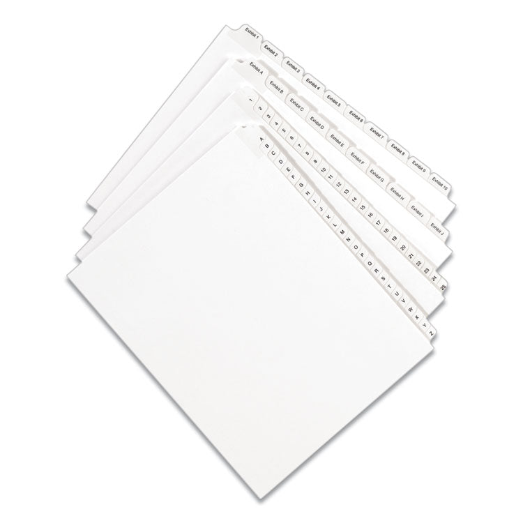 Preprinted Legal Exhibit Side Tab Index Dividers, Allstate Style, 10-Tab, 25, 11 X 8.5, White, 25/pack