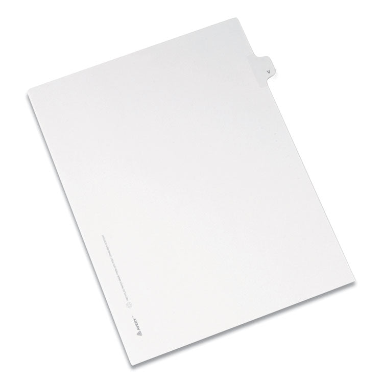 Preprinted Legal Exhibit Side Tab Index Dividers, Allstate Style, 26-Tab, V, 11 X 8.5, White, 25/pack