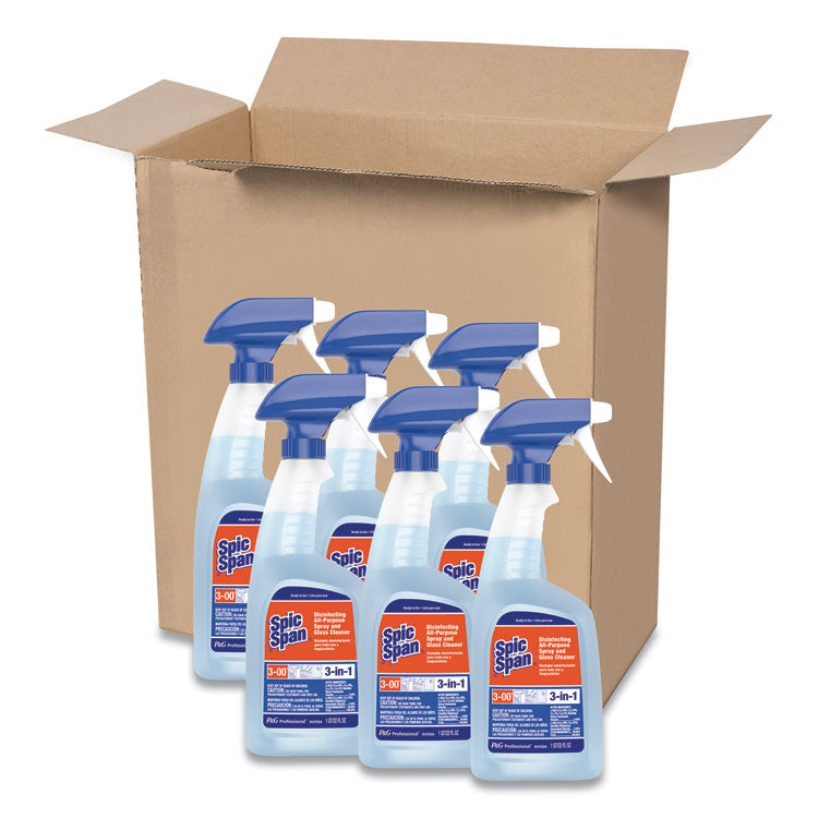 Disinfecting All-Purpose Spray And Glass Cleaner, Fresh Scent, 32 Oz Spray Bottle, 6/carton