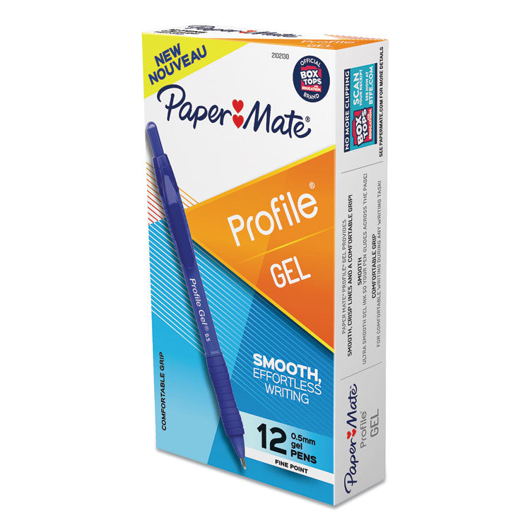 Profile Gel Pen, Retractable, Fine 0.5 Mm, Blue Ink, Translucent Blue Barrel, Dozen