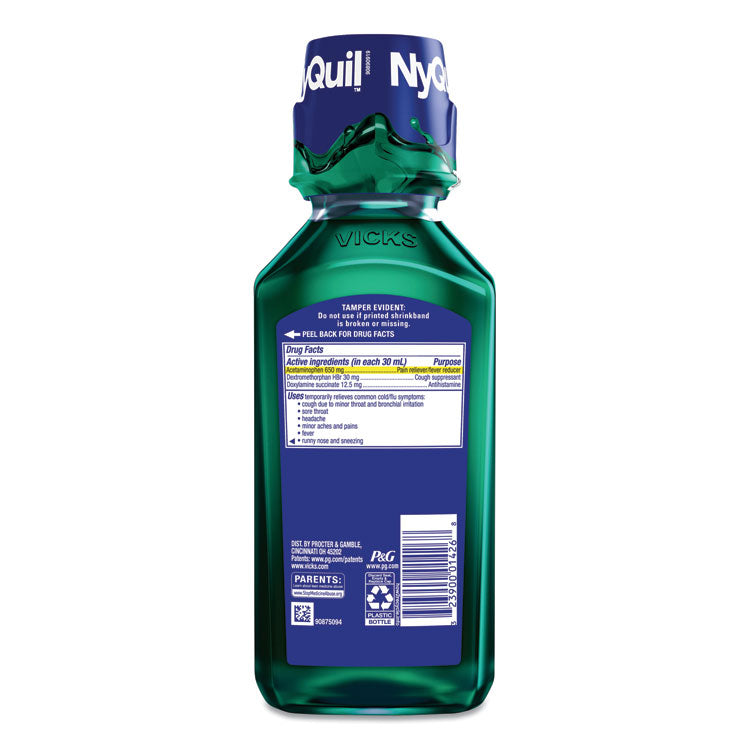 Nyquil Cold And Flu Nighttime Liquid, 12 Oz Bottle, 12/carton