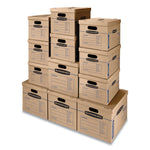 SmoothMove Classic Moving/Storage Box Kit, Half Slotted Container (HSC), Assorted Sizes: (8) Small, (4) Med, Brown/Blue,12/CT