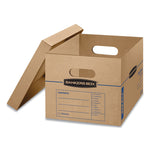 SmoothMove Classic Moving/Storage Boxes, Half Slotted Container (HSC), Small, 12" x 15" x 10", Brown/Blue, 10/Carton