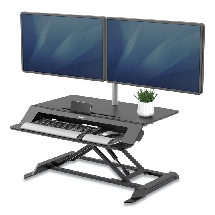 Lotus Lt Sit-Stand Workstation, 34.38" X 28.38" X 7.62", Black